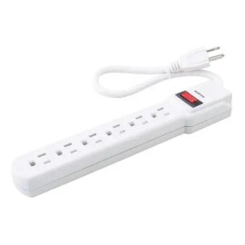 Multicontacto 6 Entradas Encufes Cable 30cm 15a Surtek SYS-136201 Color Blanco                                                                        