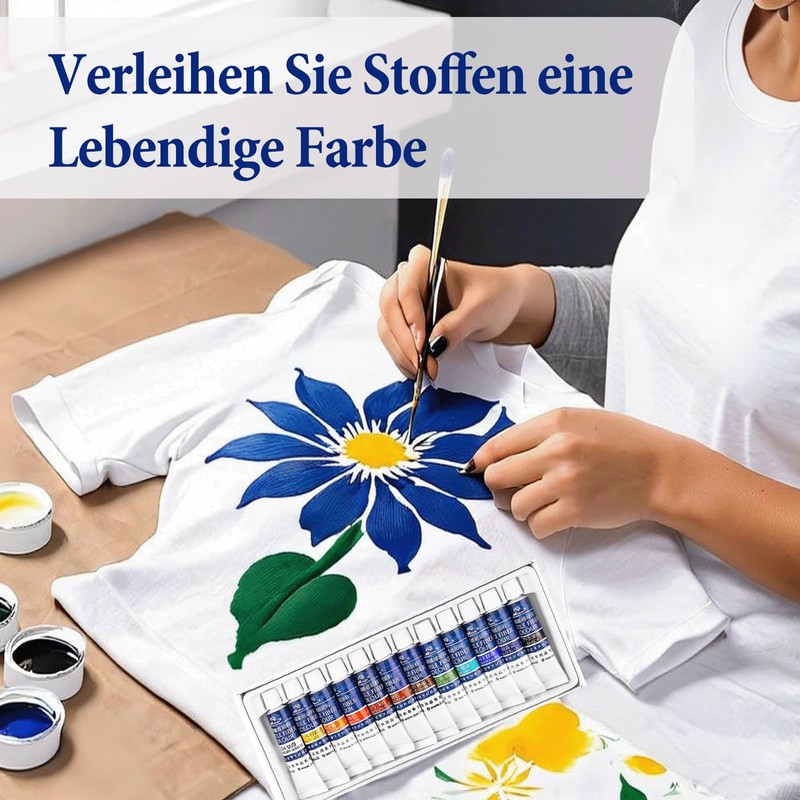 Altaroo Textile Paint, Machine Washable, 12 Colours, 12 ml Each,