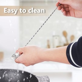 Mixing Bar Spoons,Stainless Steel Cocktail Spoon Long Attractive Spiral Design Perfect for Mixing Layering Drinks,Bar Spoon for Bartender or Home Use,Silver-2pcs