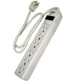 6-Outlet Surge Protector Power Strip with 8 FT Cord - Angle Plug Extension Cord 3 Prong Extension Cord Power Strip 8 FT Grey Extension Cord Indoor Extension Cord 8 Ft Extension Cord with ON/OFF Switch