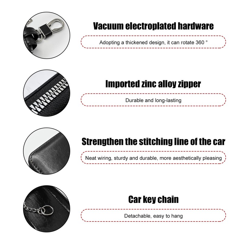 gunroil 1 PC Double Layer Car Keychain Box, Leather Car