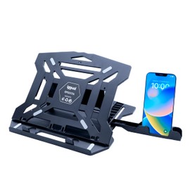 iggual Laptop Stand - 8 Tilt Angle to 45° - Laptop Mount up to 17" and 44lbs - Lightweight, Foldable, Non-Slip, Includes Phone Mount (Left or Right)