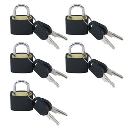 Dnyta 5 Pack Black Mini Padlocks with Keys Small Locks for Schoolbag Suitcase Backpack Luggage