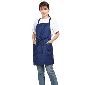 Magarido Children's School Apron, Simple, (Short/Navy/Navy) (2 Types of Length to Choose from )