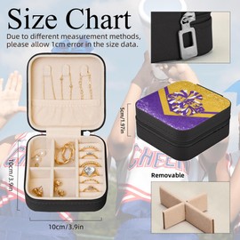 Cheerleader Gifts for Girls, Cheerleader Travel Jewelry Case, Cheer Travel Jewelry Box for Women, Mini Jewelry Travel Case for Cheer Team (Gold&Purple)