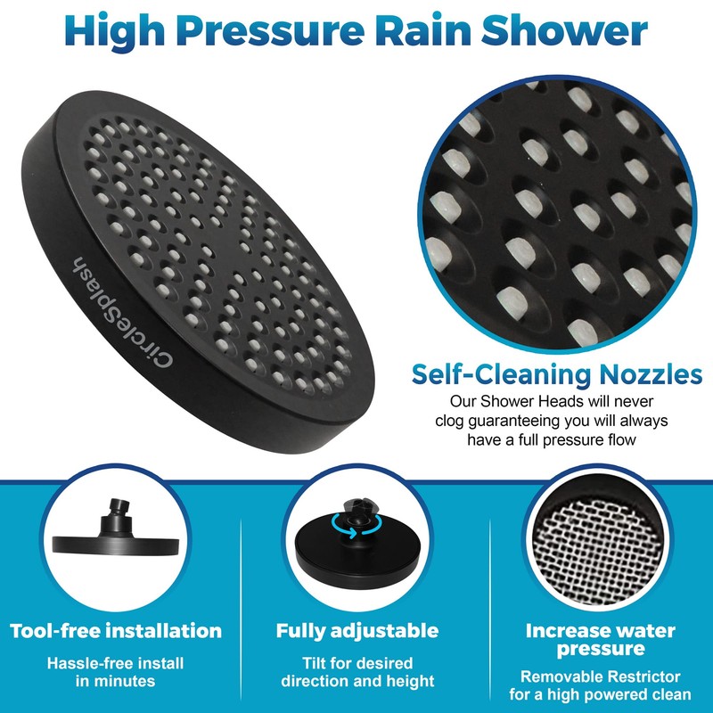 High Pressure Shower Head - Anti-Clogging Silicone Nozzles - 2.5