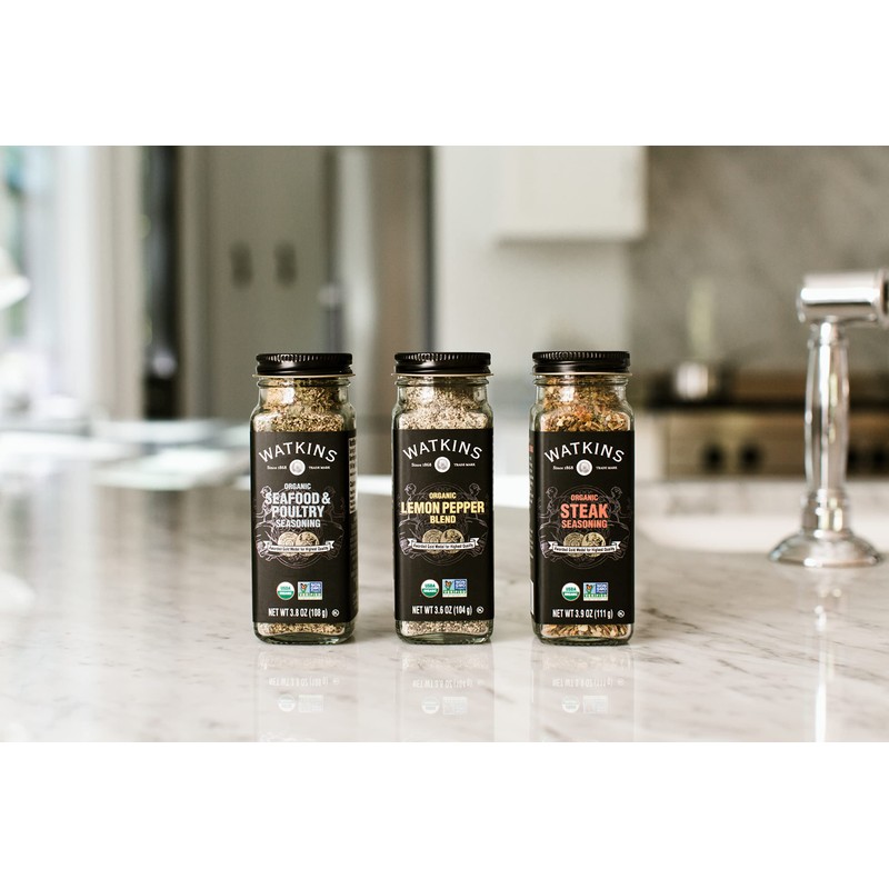 Watkins Gourmet Organic Spice Jar, Lemon Pepper Blend, Non-GMO, Kosher,