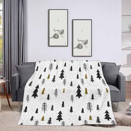 Throw Blanket 50x60 Inch,Winter Trees Christmas Cozy Soft Lightweight Fuzzy Flannel Blanket 60x50 Inch Suitable for Couch Bed Sofa Living Room in All Seasons