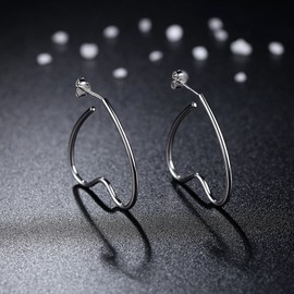 Heart Earrings for Women 925 Sterling Silver Hoop Earrings Heart Shaped Jewelry,Silver - VIKI LYNN
