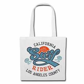 Reifen-Markt Tasche Umhängetasche CALIFORNIA LONG BEACH LOS ANGELES COUNTY SURFEN BEACH SURFBRETT LONGBOARD WELLENREITEN WELLEN ANFÄNGER SHOP Einkaufstasche Schulbeutel Turnbeutel in Weiß