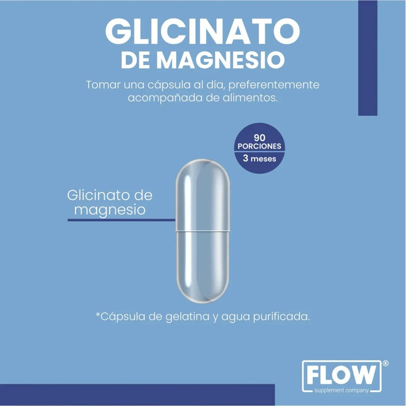 Glicinato De Magnesio 90 Cápsulas De 500 Mg Flow