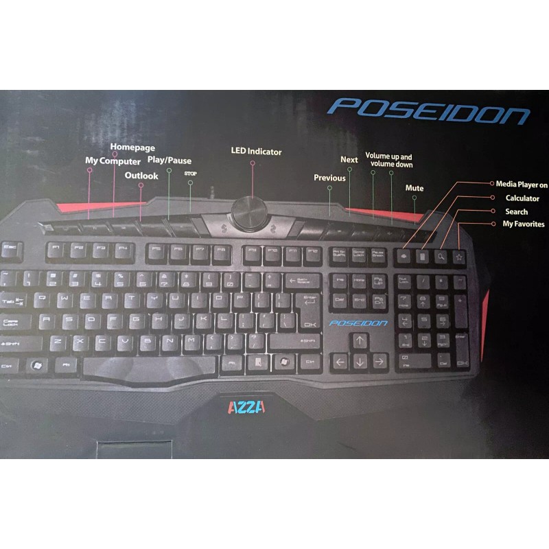 Azza NEW AZZA Poseidon PC Gaming Keyboard w/ Adj. RED