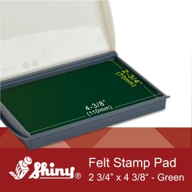 Shiny Green Ink Stamp Pad, 2-3/4" by 4-3/8" Surface Area, Felt Stamp Pad with Green Water-Based Stamp Ink