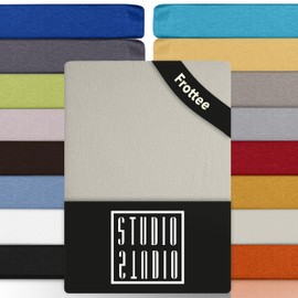 STUDIO Basic Terry Fitted Sheet 90 x 200 cm, Cotton Cuddly and Soft, Oeko-Tex 100, Brand Quality, Bed Sheet 90 x 200 cm for All Standard Mattresses up to 25 cm Height - Snow