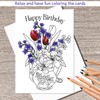 Art Eclect Birthday Coloring Cards for Adults, 10 Cards with