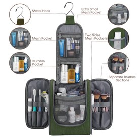 Toiletry Bag for Men and Women - Children's Toiletry Bag for Hanging & Men's Cosmetic Bag - Wash Bag for Women and Girls, Army Green (Medium), Army Green (Medium)