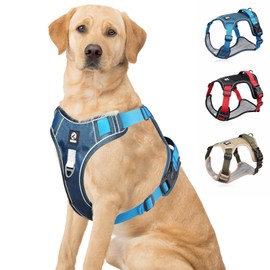 Dog Harness, Anti-Pull Dog Harness, Adjustable No Pull Dog Harness with Padded Handle, Reflective Chest Harness with Velcro Straps for Small, Medium, Large Dogs