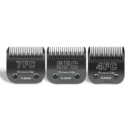 7FC+5FC+4FC Replacement Blade for Dog Grooming, Compatible with Heiniger/Moser Max45/Andis/Oster A5/Wahl km10 Series Clippers for Dogs, Cutting Length, 3 Units, Black