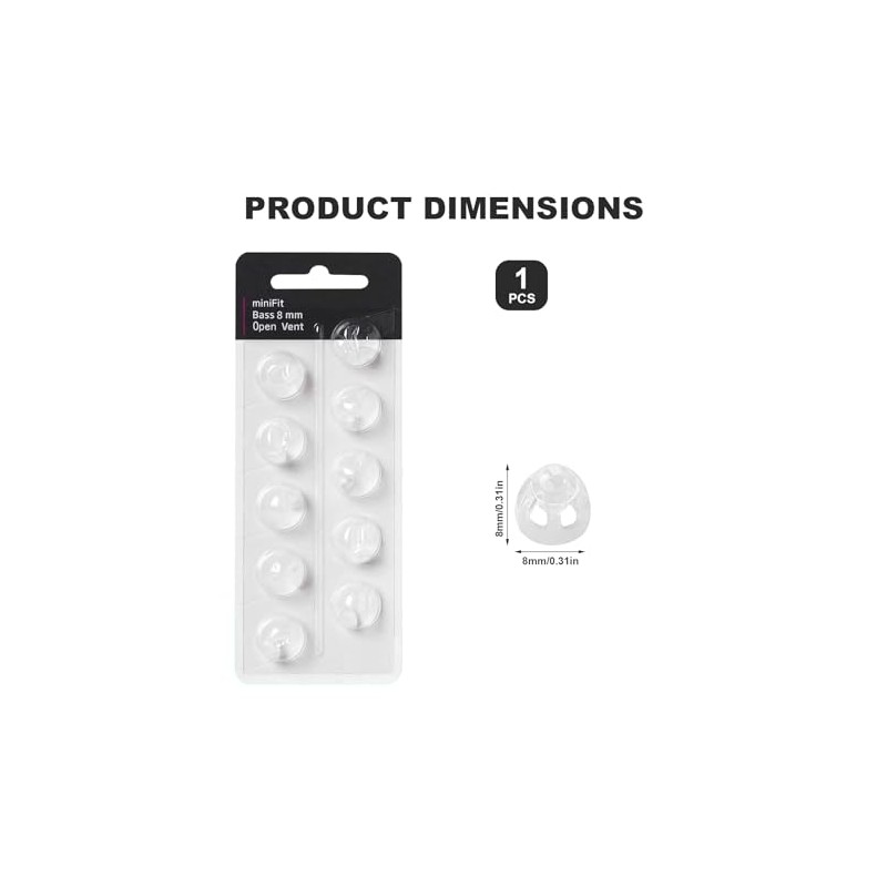 10 Hearing Aid Domes, 8 mm, Compatible with Oticon RIC