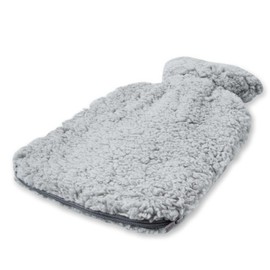 Premium Hot Water Bottle 1.8 Litres Natural Rubber with Cosy Teddy Cover with Extra Inner Lining and Zip, Bed Bottle, Hot Water Bottle - BS1970:2012 Certified - New Model (Grey)