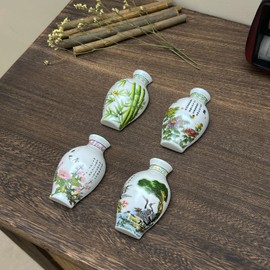 GDSZJLJ 4PCS Ceramic Magnetic Vase Fridge Magnets, 3D Cute Fridge Magnets, Floral Magnets for Office, Kitchen, Whiteboard, Decorative Refrigerator Magnets