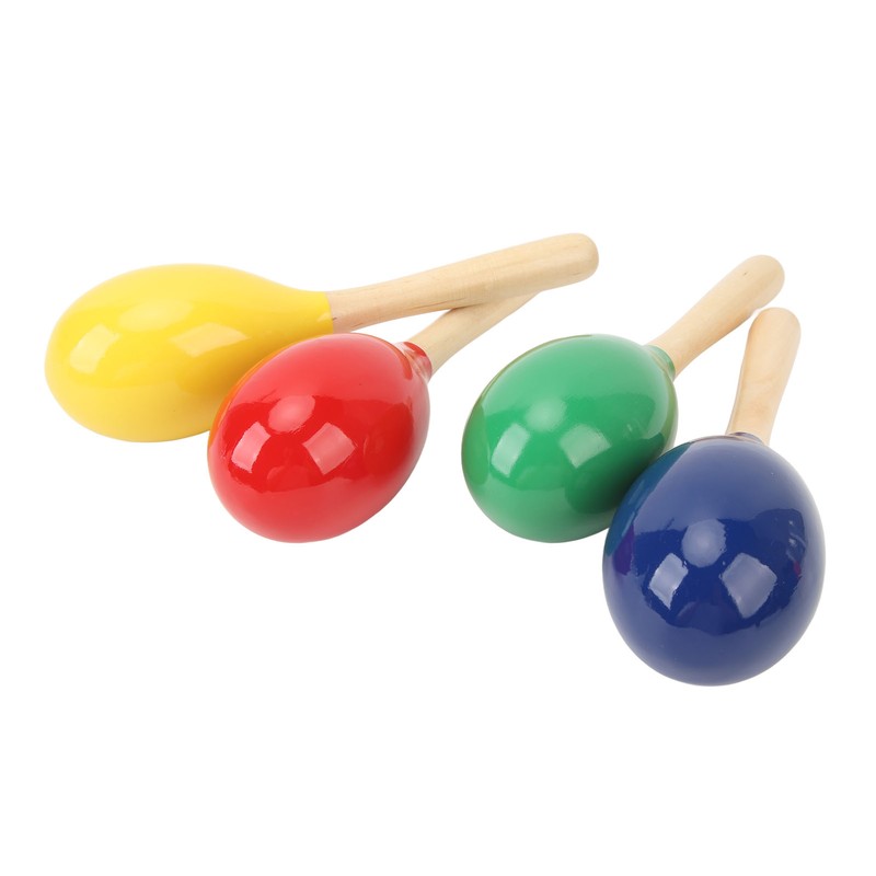 4Pcs Music Maracas Wood Iron Beads Professional Hand Percussion Rattles