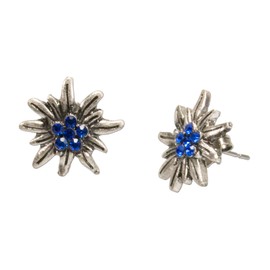 Alpenflüstern DOR033 Costume Stud Earrings Rhinestone Edelweiss Mini – Costume Jewellery Antique Silver with Rhinestones in Traditional Colours, Zinc