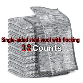 12 Counts Multipurpose Non-Scratch Wire Dishcloths – Reusable Dishwashing Rags for Wet & Dry Use, Kitchen Cleaning Cloth for Sinks, Pans & Dishes, Washable & Durable washing:_YS-02