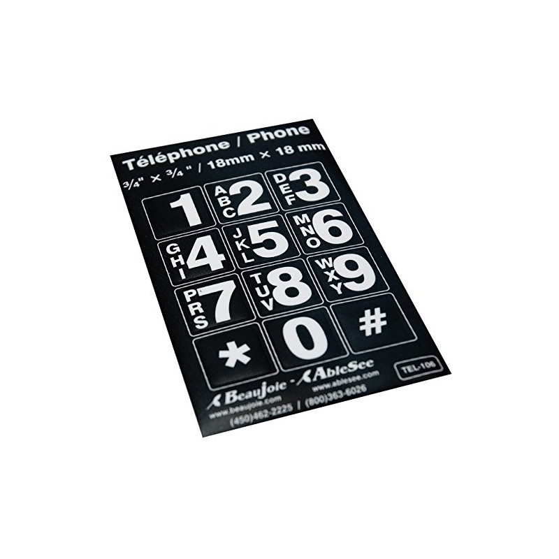 Telephone Stickers - White on Black - Alphanumeric