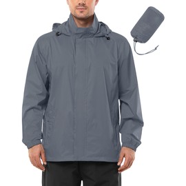 Outdoor Ventures Men's Rain Jacket Waterproof Lightweight Packable Rain Shell Raincoat with Hood for Golf Hiking Travel
