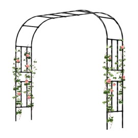 Twira Garden Arch Trellis, 7.9FT(240cm) Metal Garden Arbor Trellis for Climbing Plants Outdoor, Large Wedding Arch for Ceremony, Black Garden Archway Trellises Decoration for Lawn, Patio, Backyard