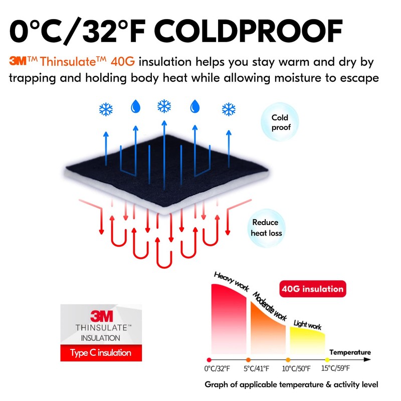 Vgo... 1-Pair 32℉ or above Winter Lined Cowhide Split Leather