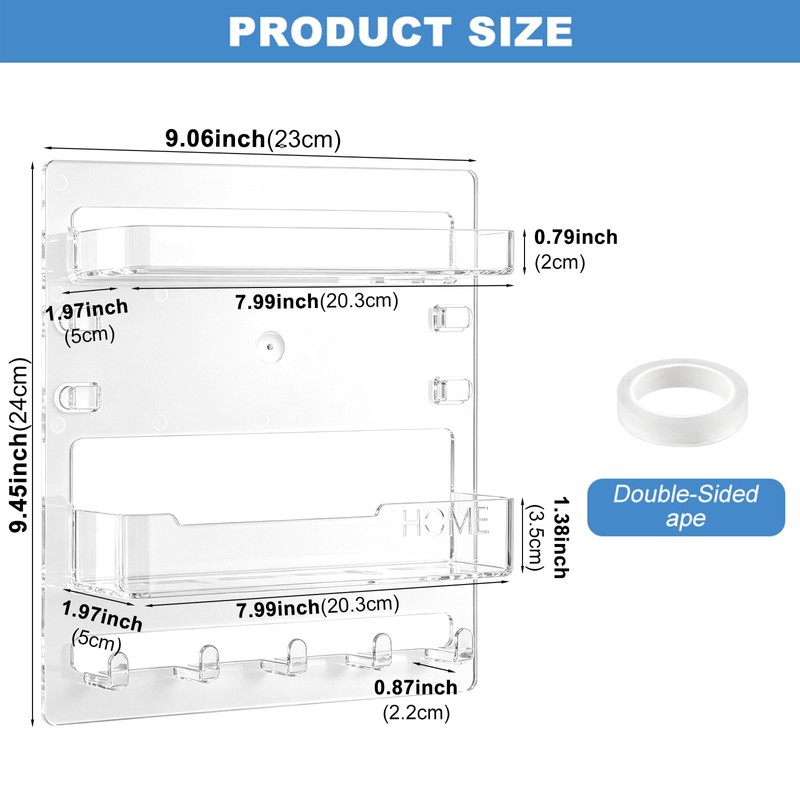 Bedside Shelf Wall Mount Organizer with Phone Cable Clips &