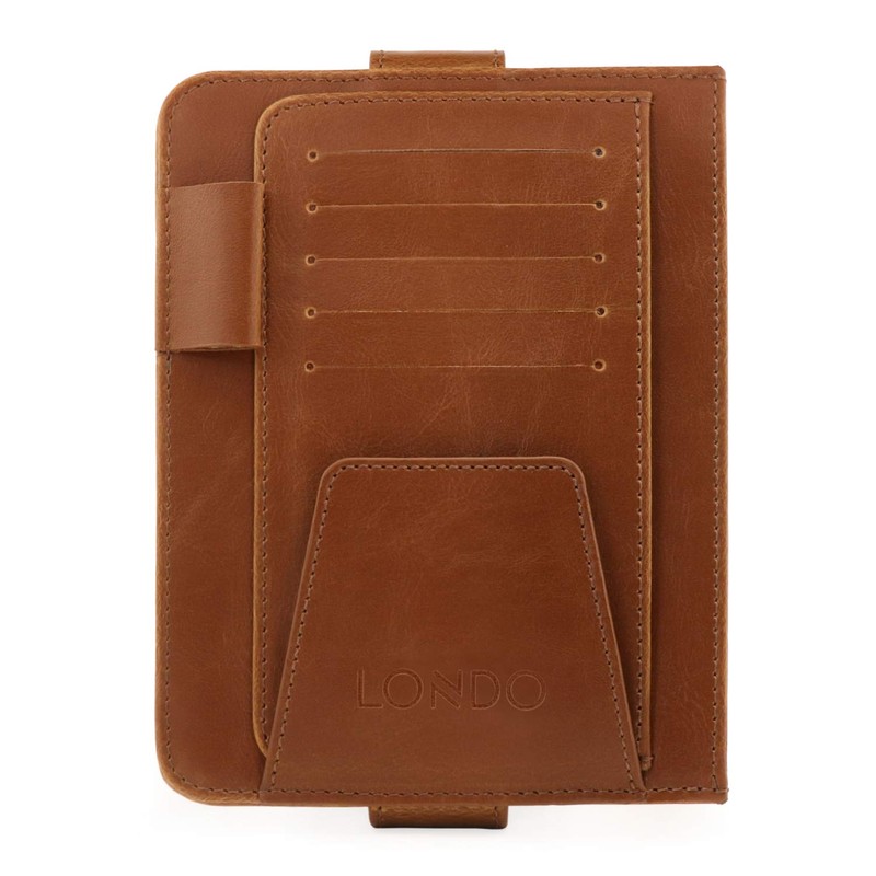 Londo Leather Sun Visor Organiser Car Interior Accessory with Credit