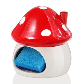 Kathfly Mushroom Sponge Holder for Kitchen Sink Cute Ceramic Caddy Organizer Decor Fun Novelty House Warming Gift for Counter Kitchen Sink Accessories((Not Included Sponge)