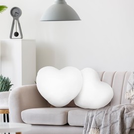 WayToLight Throw Pillows Insert (Set of 6, White) - Heart 18 x 18 Inches Bed and Couch Pillows - Indoor Sofa Decorative Pillows