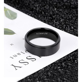 TIGRADE 4mm 6mm 8mm 10mm Black Titanium Rings Wedding Band Matte Comfort Fit for Men Women, Black, 6mm, Size 5.5