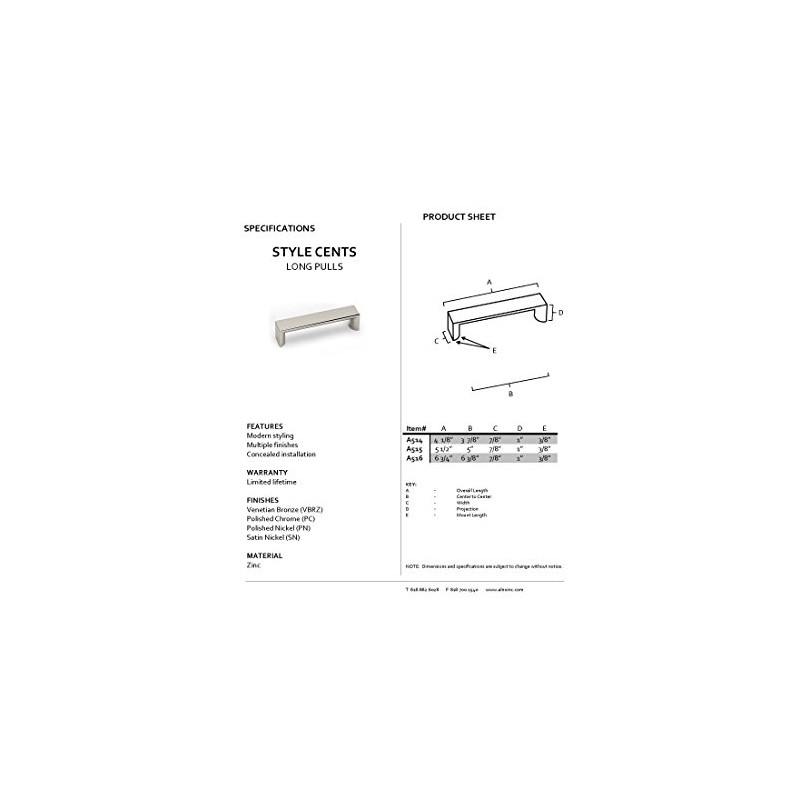 Alno A514-PC Style Cents Modern Pulls, Polished Chrome