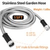 Sutekus Metal Garden Hose 50ft with 9 Function Nozzle Stainless