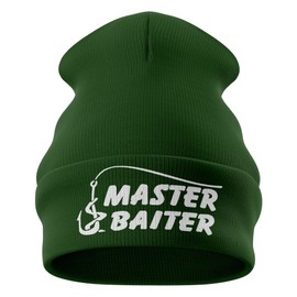 Purple Print House Master Baiter Beanie Funny Fishing Tackle Slogan Hat for Fishermen Birthday Gift for Men, One Size, Bottle