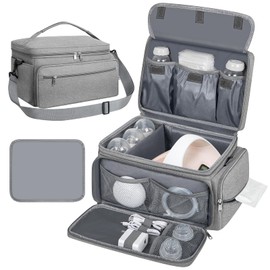 OCKLILY Breast Pump Bag for Spectra S1 S2 with Waterproof Mat, Breast Milk Cooler Bag for Pump Essentials, Pumping Bags for Working Mom Travel Camping, Grey