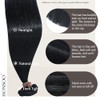 Honsoo Extensiones de Cabello Humano con Clip Negro Azabache 70g