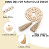 Syyflibb Farmhouse Beads 58in Wood Bead Garland with Tassels Rustic