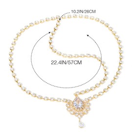 Brishow Crystal Head Chain Jewelry Gold Rhinestone Headpiece Boho Bridal Hair Chain for Women