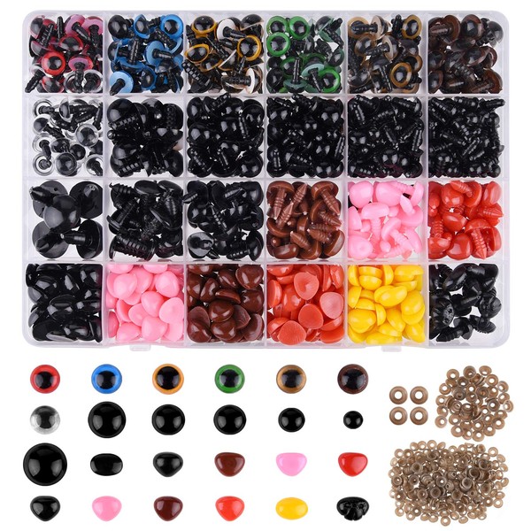 ASTARON 1028 Pcs Plastic Safety Eyes and Noses Kit with