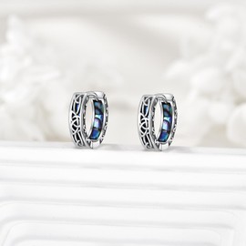 POPLYKE Celtic Earrings for Men Women 925 Sterling Silver Abalone Jewellery Gift for Women Men