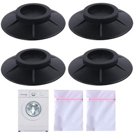 AYNKH Set of 4 non-slip washing machine mat, vibration damper, prevent the washing machine from moving for washing machines and dryers (with 2 pieces laundry bags)
