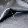 Silver Pentagram Star Pendant Necklace, Cubic Zirconia Crystals, Hollow Design