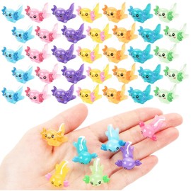 35 Pcs Mini Axolotl Figures, Resin Axolotl Miniature Axolotl Charms Tiny Animal Figurines Ornament Toy Small Animal Figurines Ornament Toy DIY Craft Dollhouse Ornament Potted Plants Decorations
