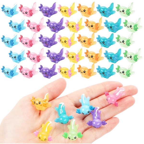 35 Pcs Mini Axolotl Figures, Resin Axolotl Miniature Axolotl Charms
